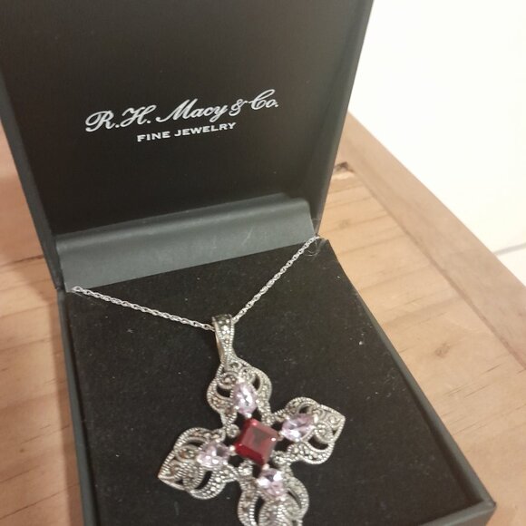 Marcasite and Gems Pendant Charm Necklace: Gorgeous and Unique! - Picture 2 of 10